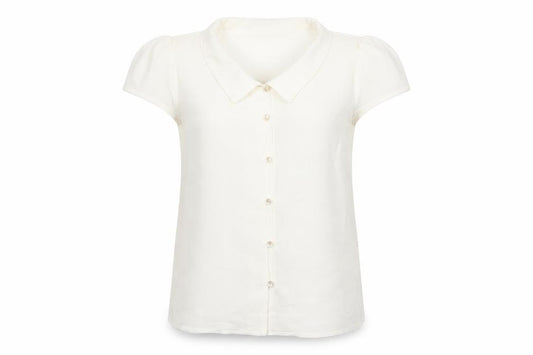 Front view of Princess Highway Women’s Ivory Short Sleeve Button-Up Blouse, size UK 6
