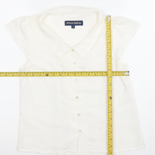 Princess Highway Women’s Ivory Short Sleeve Button-Up Blouse Size 6