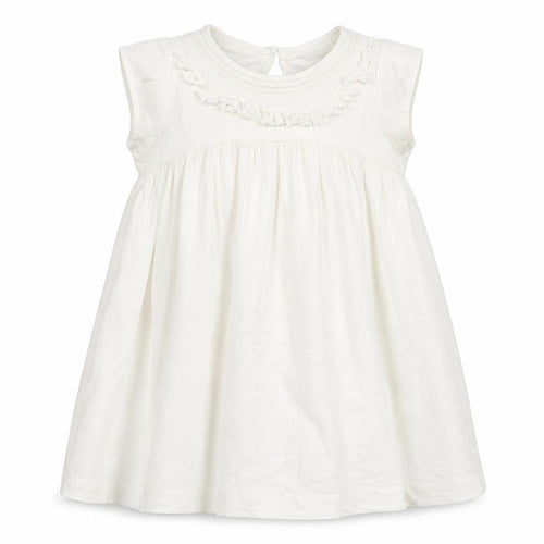 Mango Women Ivory Sleeveless Shift Dress Size 8 Ruffle Detail