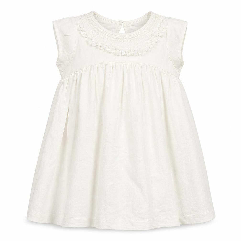 Mango Women Ivory Sleeveless Shift Dress Size 8 Ruffle Detail