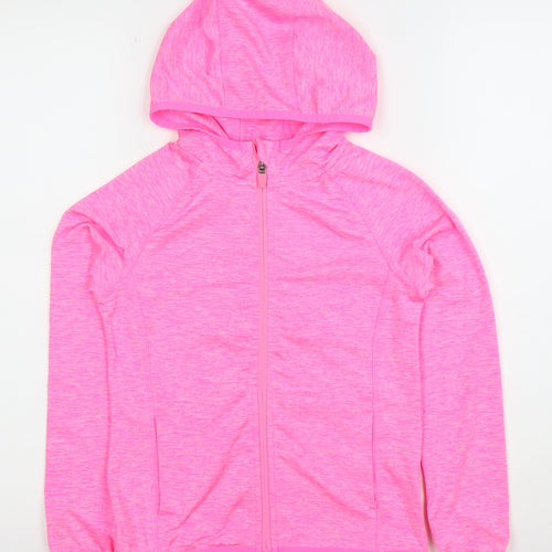 Dunnes Stores Girls Pink Full Zip Hoodie 8-9 Years Lightweight Activewear