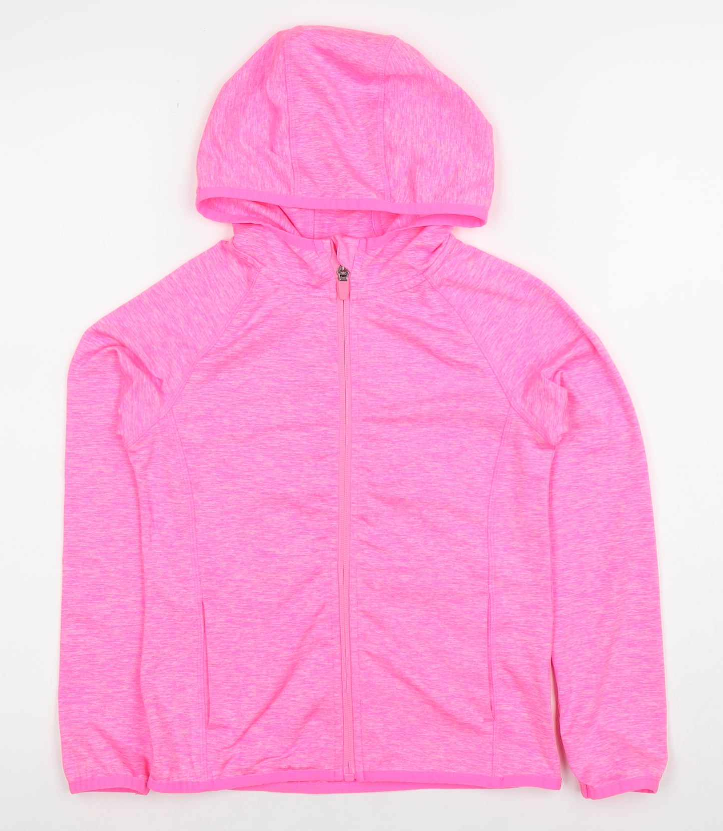 Dunnes Stores Girls Pink Full Zip Hoodie 8-9 Years Lightweight Activewear
