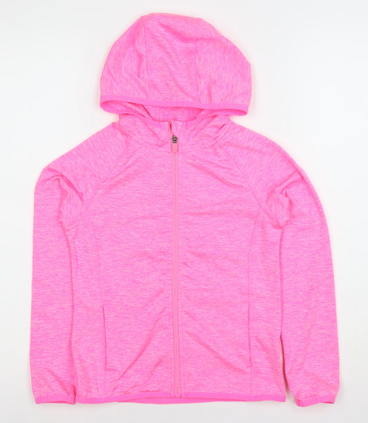 Dunnes Stores Girls Pink Full Zip Hoodie 8-9 Years Lightweight Activewear