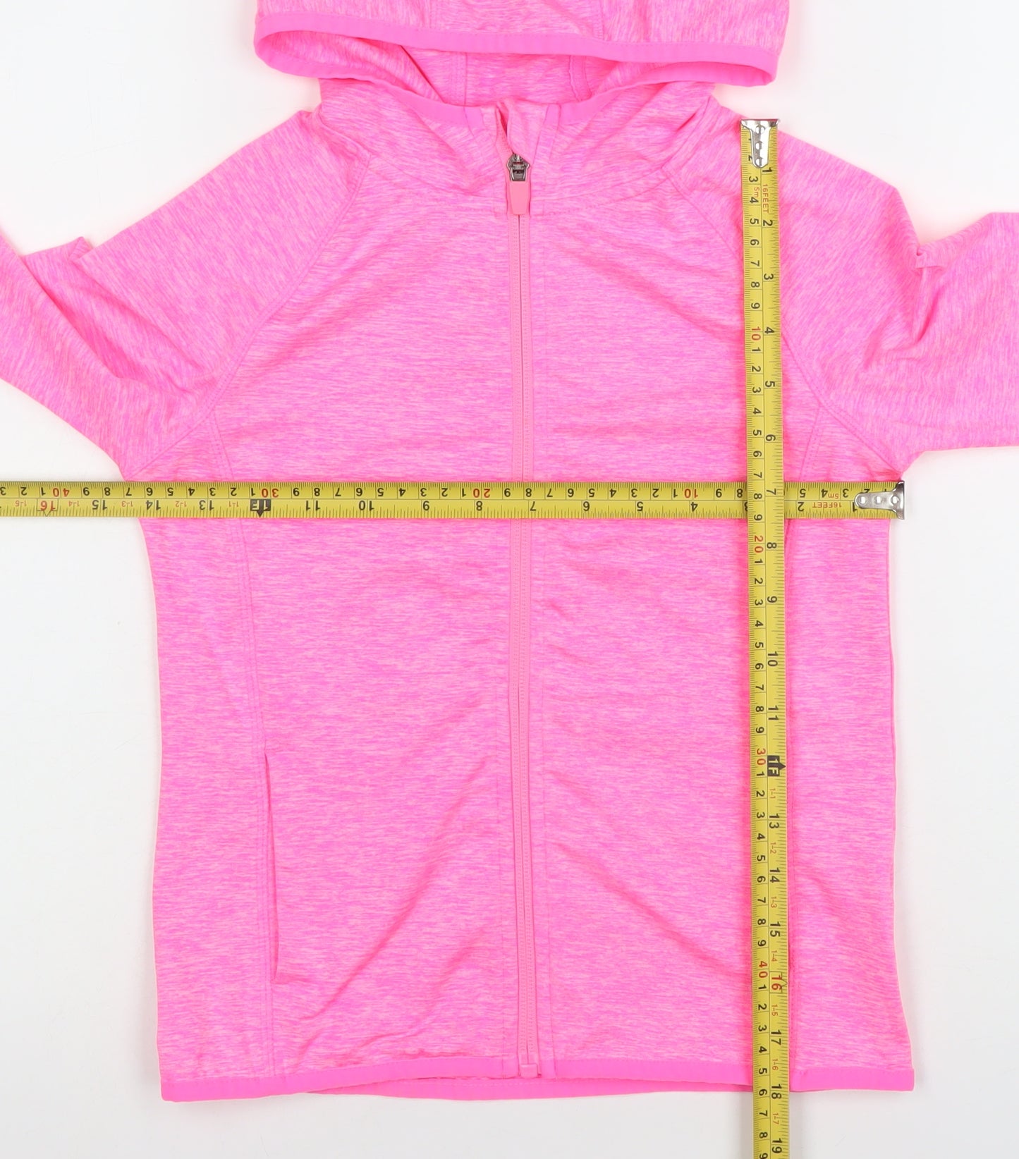 Dunnes Stores Girls Pink Full Zip Hoodie 8-9 Years Lightweight Activewear