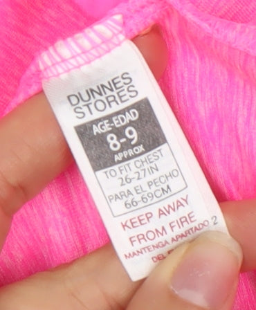 Dunnes Stores Girls Pink Full Zip Hoodie 8-9 Years Lightweight Activewear