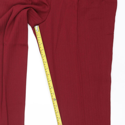 Marks and Spencer Women’s Red Pleated Stretch Trousers Size 14