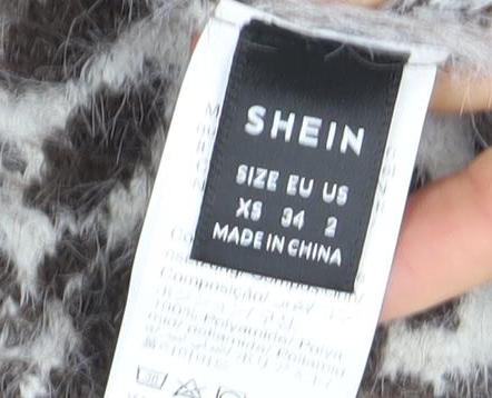 SHEIN Women’s White Animal Print V-Neck Long Sleeve Cardigan Size 6