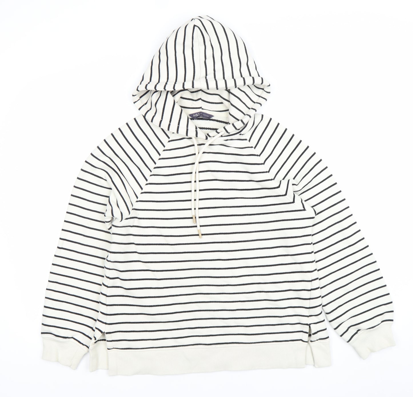 Marks and Spencer Women’s Black & White Stripe Cotton Hoodie UK 6