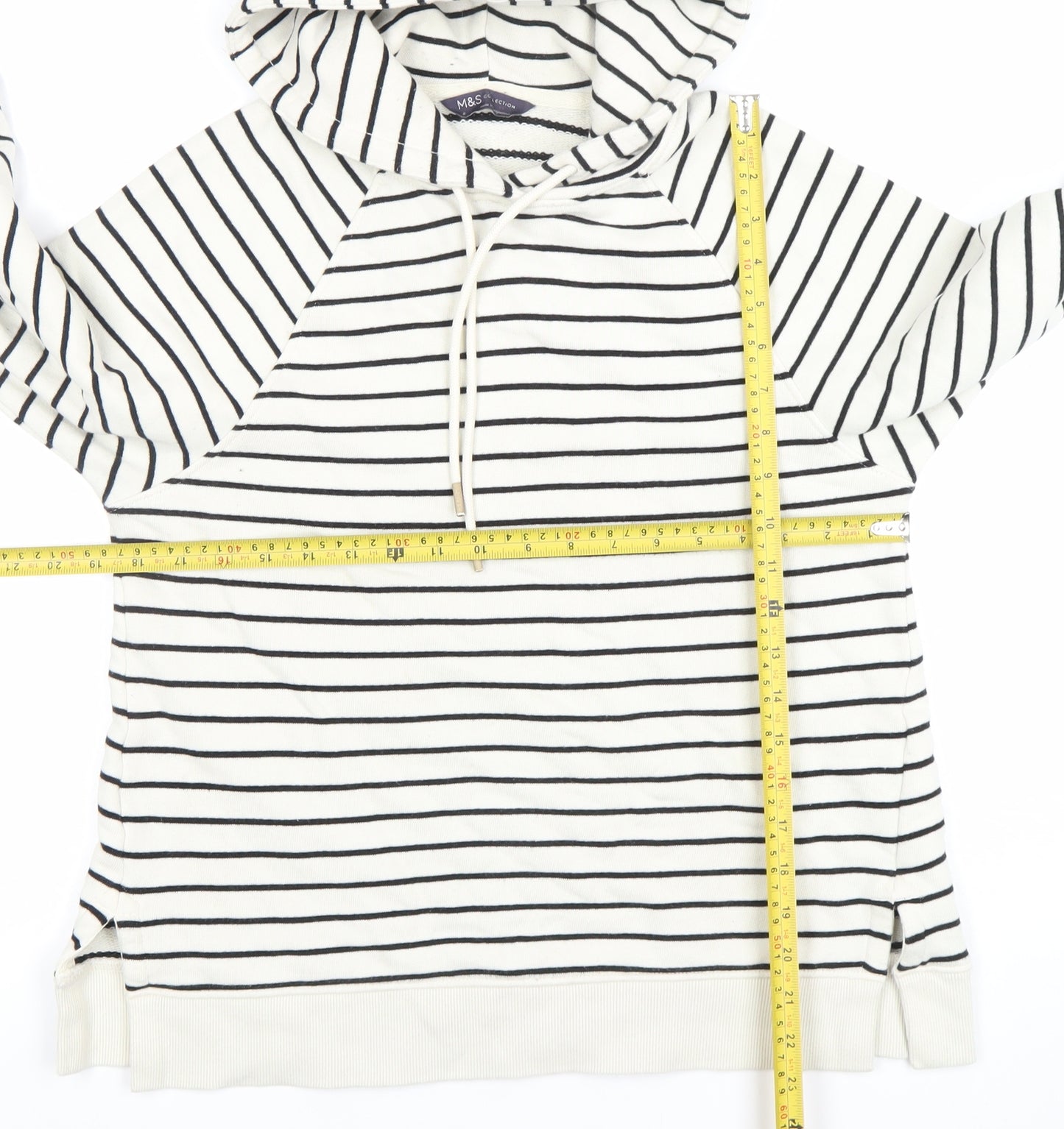 Marks and Spencer Women’s Black & White Stripe Cotton Hoodie UK 6