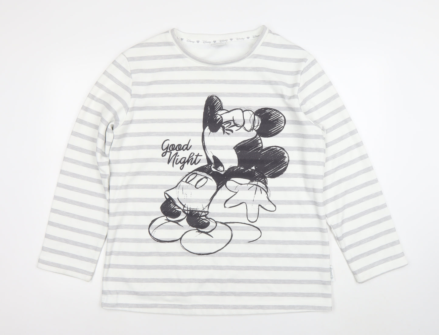 Disney Women's White Striped Mickey Mouse Nightshirt M