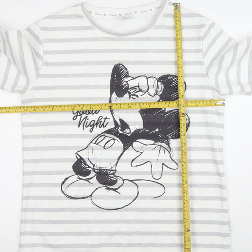 Disney Women's White Striped Mickey Mouse Nightshirt M
