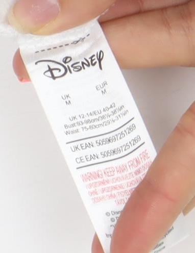 Disney Women's White Striped Mickey Mouse Nightshirt M