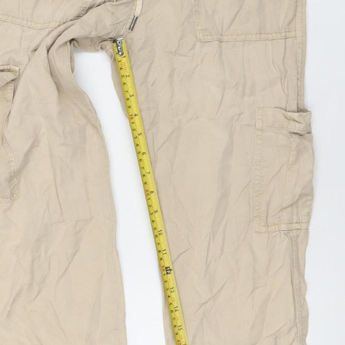 Opus Women's Beige Lyocell Cargo Trousers Size 8 Elastic Waist