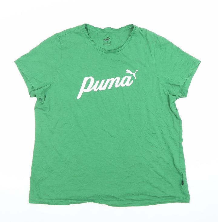 Puma Womens Green XL Basic Crew Neck Cotton T-Shirt
