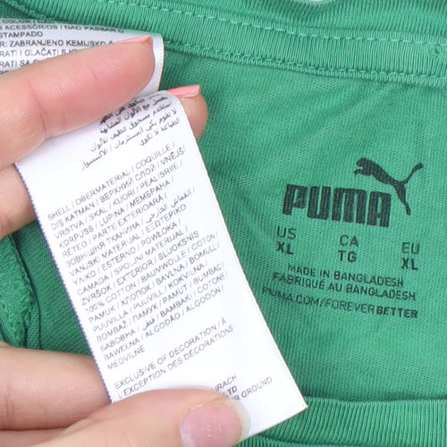 Puma Womens Green XL Basic Crew Neck Cotton T-Shirt