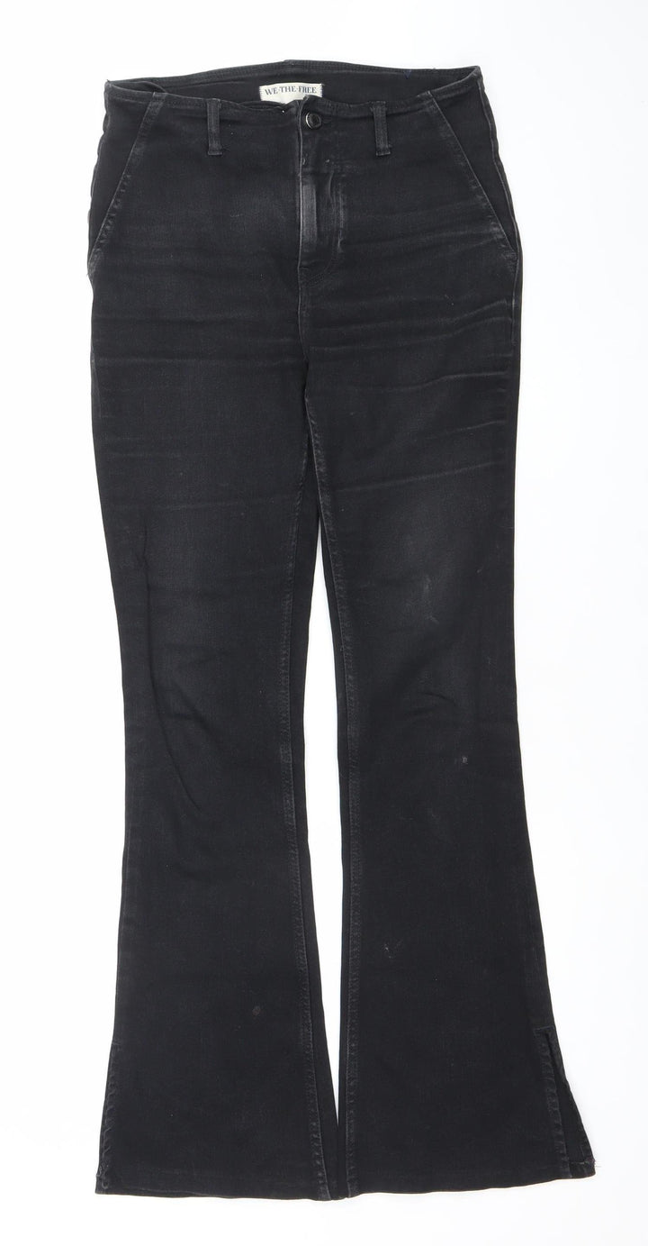 We The Free Women Black Flared Jeans Size 28 Stretch Cotton Blend