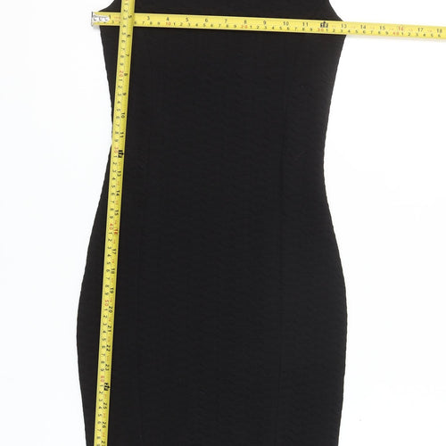 Miss Selfridge Petites Black Off Shoulder Bodycon Dress UK 8
