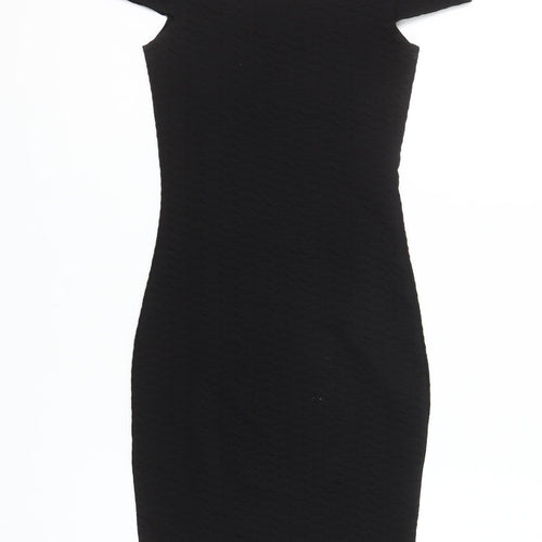 Miss Selfridge Petites Black Off Shoulder Bodycon Dress UK 8