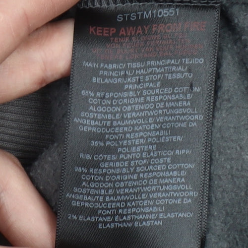 STATUS Men's Grey Pullover Hoodie Size M Logo Graphic Cotton Blend