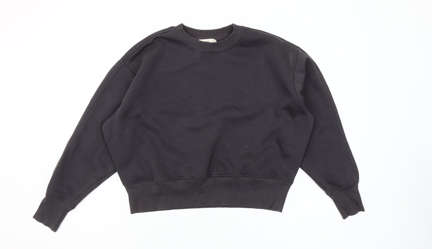 MNG Women's Black Cotton Blend Pullover Sweatshirt Size S