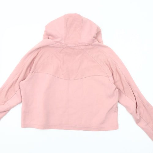 Puma Women Pink Hooded Pullover Sweatshirt Size L Cotton Blend