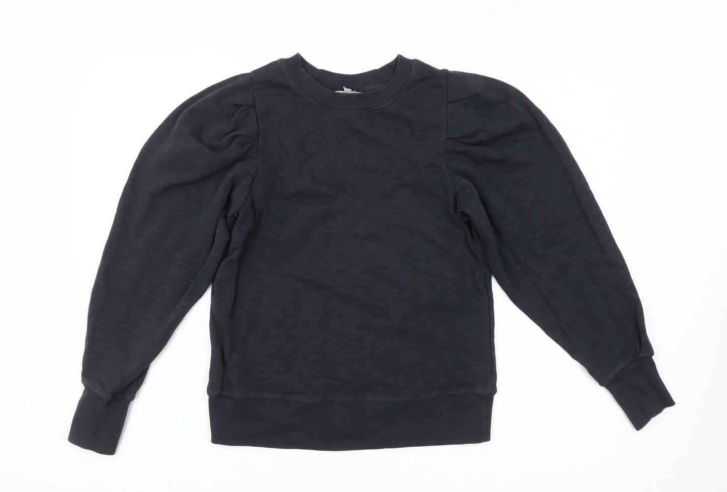 Oliver Bonas Women Navy Puff Sleeve Cotton Blend Sweatshirt UK 6