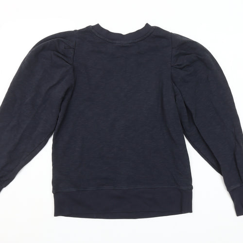 Oliver Bonas Women Navy Puff Sleeve Cotton Blend Sweatshirt UK 6