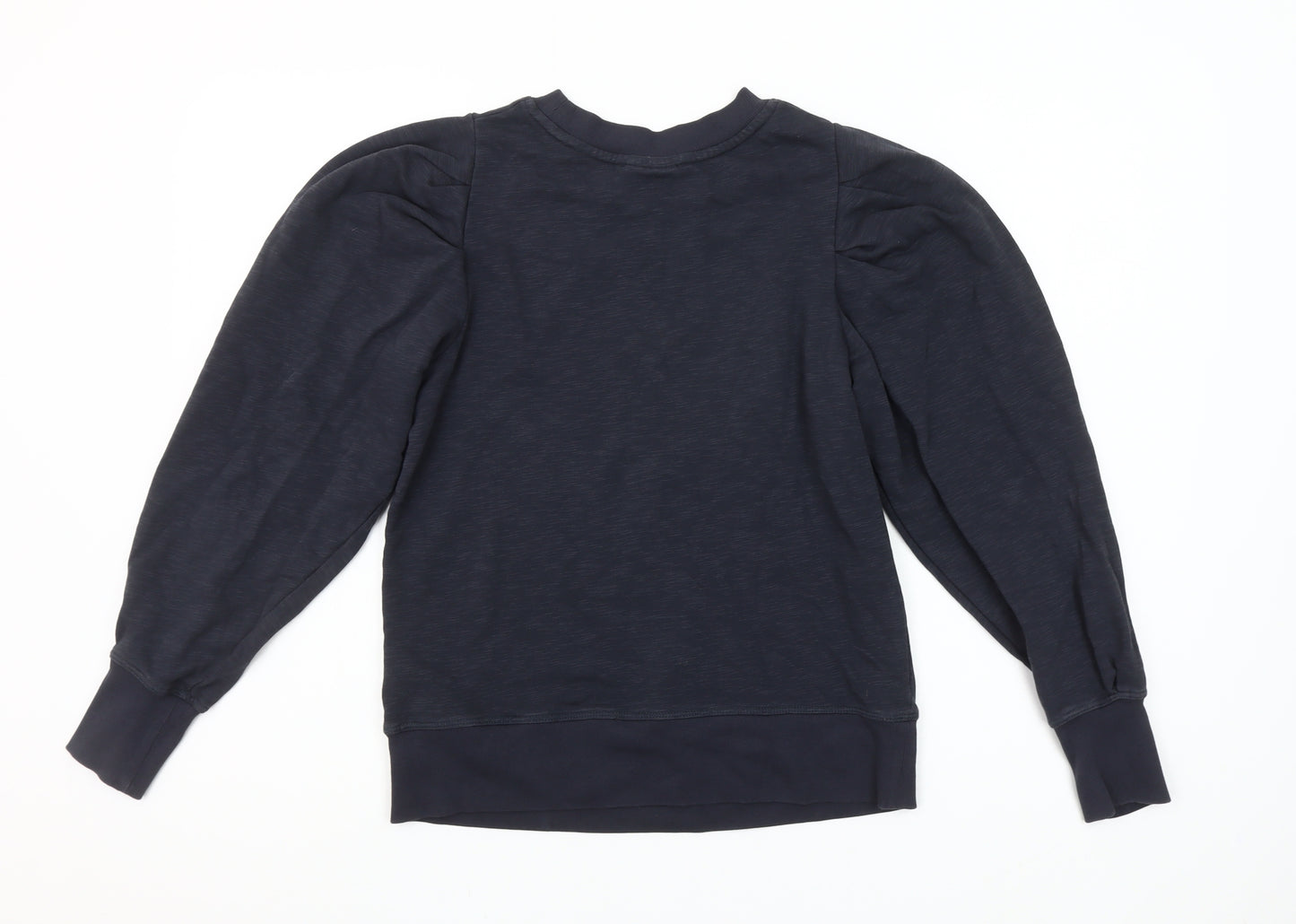 Oliver Bonas Women Navy Puff Sleeve Cotton Blend Sweatshirt UK 6