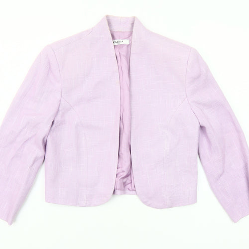 Karida Women’s Lilac Cropped Blazer Jacket Size 10 Cotton Blend