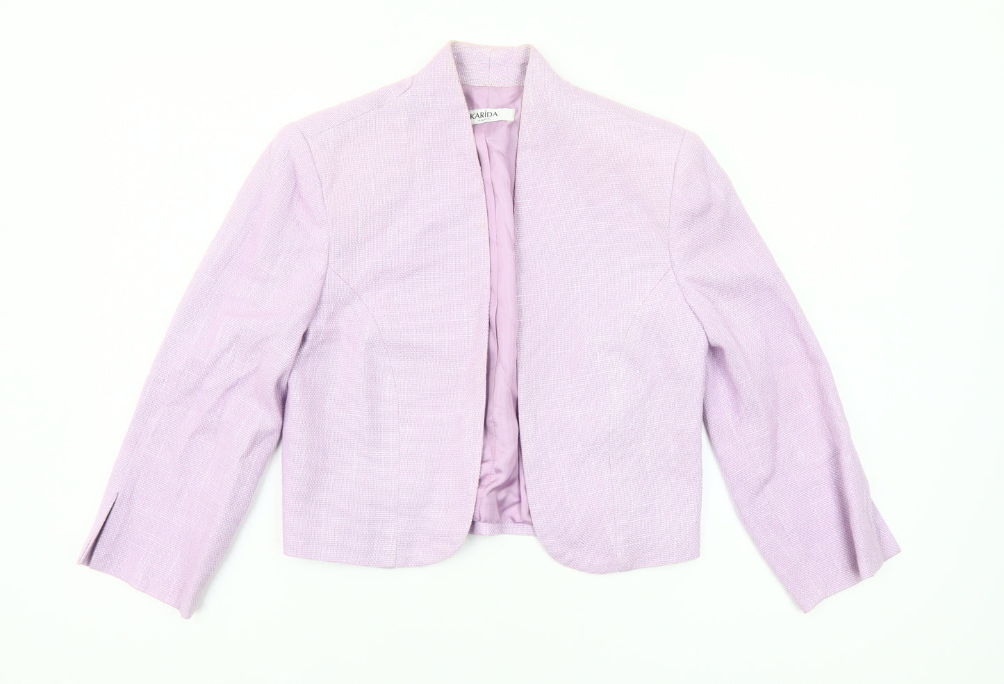 Karida Women’s Lilac Cropped Blazer Jacket Size 10 Cotton Blend