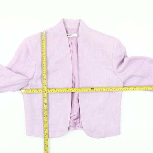 Karida Women’s Lilac Cropped Blazer Jacket Size 10 Cotton Blend