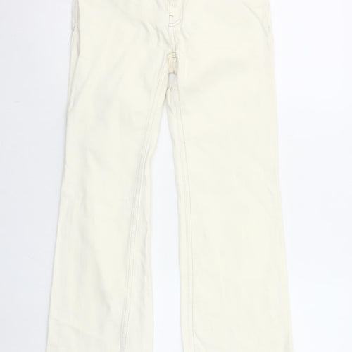 MNG Women's Ivory Straight Jeans Size 6 Sienna Style Frayed Hem