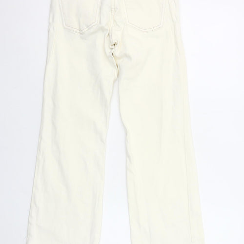 MNG Women's Ivory Straight Jeans Size 6 Sienna Style Frayed Hem