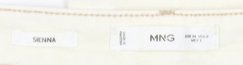MNG Women's Ivory Straight Jeans Size 6 Sienna Style Frayed Hem