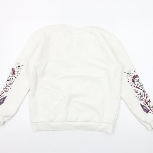 Goose Soman Womens Ivory Embroidered Dragonfly Sweatshirt Small