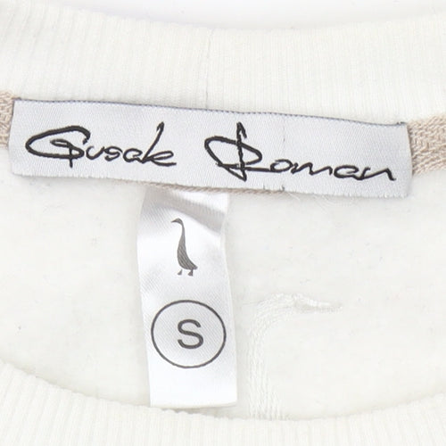 Goose Soman Womens Ivory Embroidered Dragonfly Sweatshirt Small