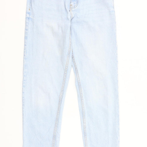 Zara Women Blue High Rise Mom Jeans Size 6 Light Wash Denim