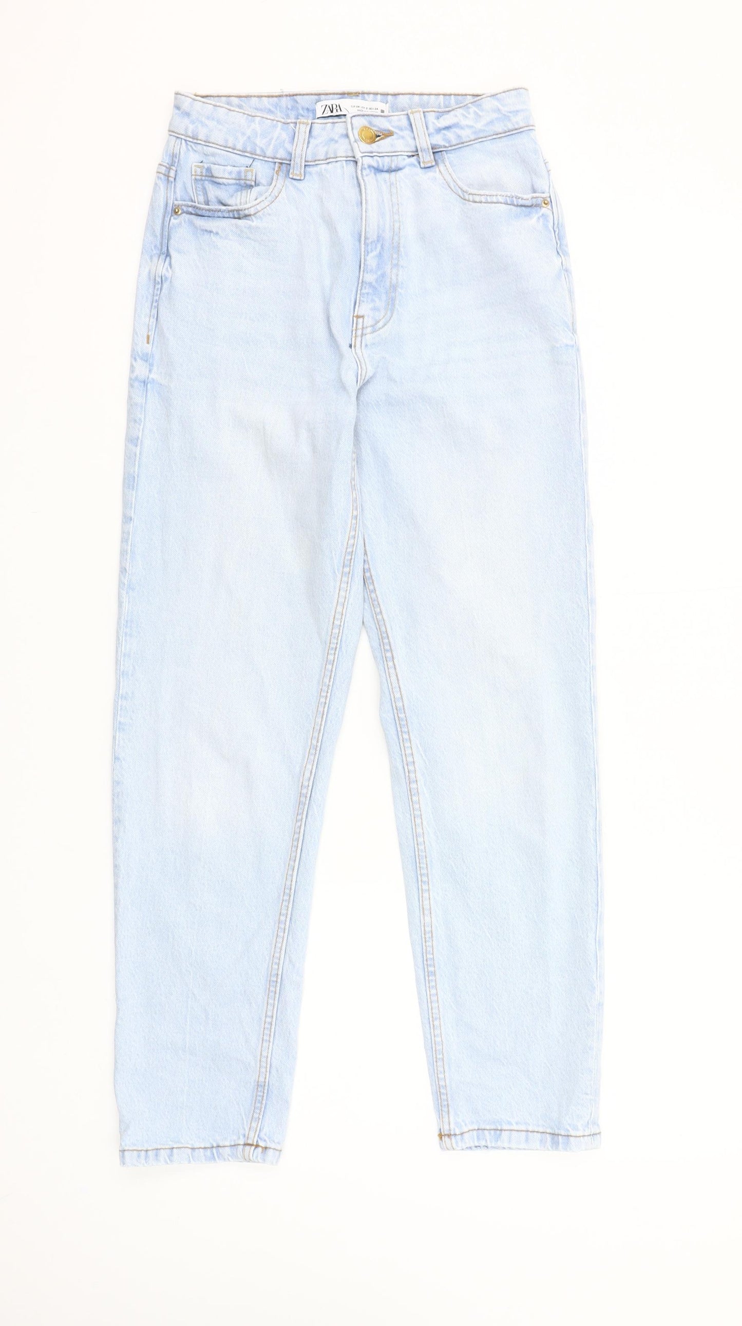 Zara Women Blue High Rise Mom Jeans Size 6 Light Wash Denim