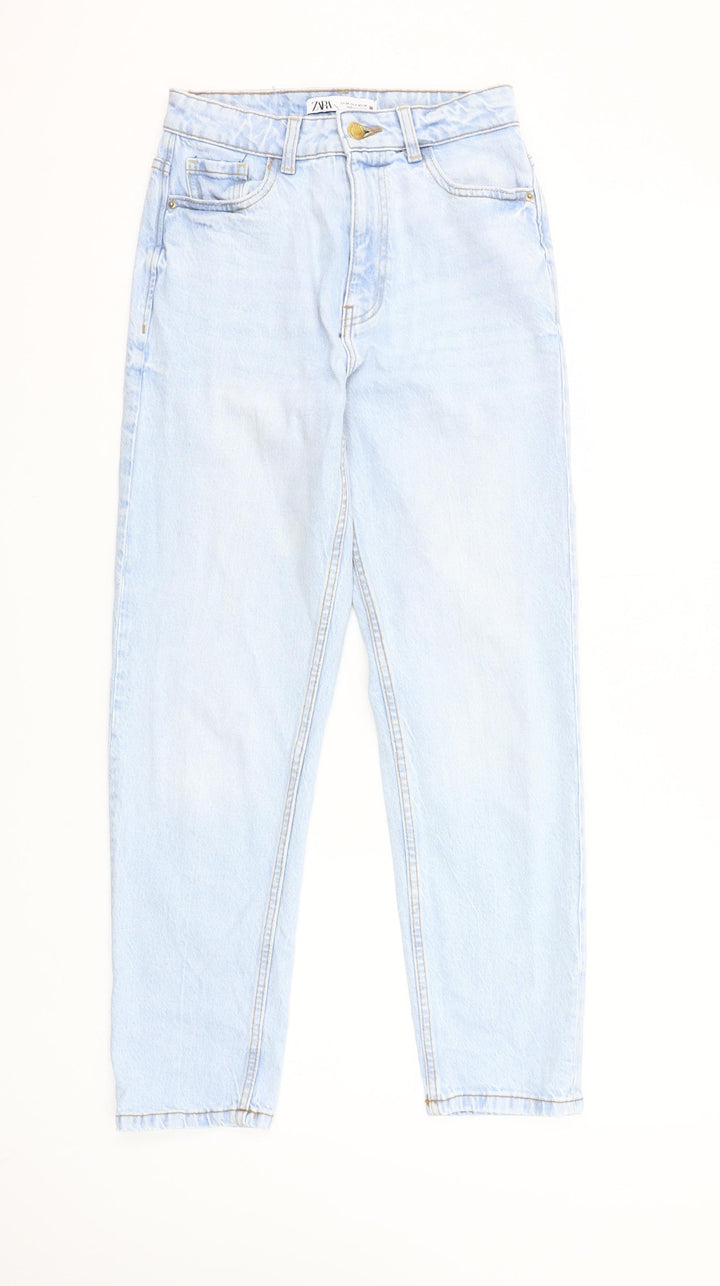Zara Women Blue High Rise Mom Jeans Size 6 Light Wash Denim