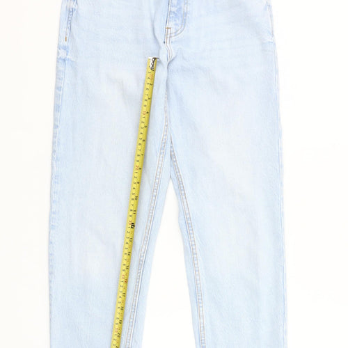 Zara Women Blue High Rise Mom Jeans Size 6 Light Wash Denim