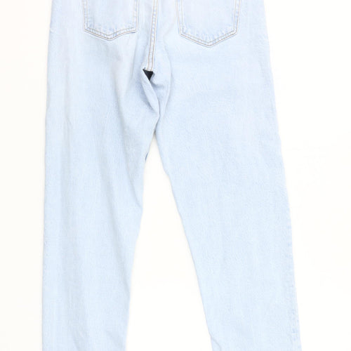 Zara Women Blue High Rise Mom Jeans Size 6 Light Wash Denim