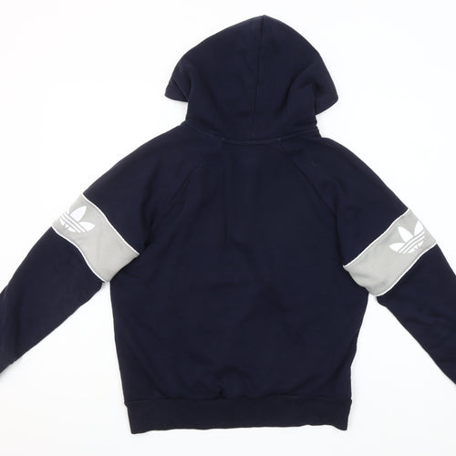 Adidas Womens Navy Blue Half Zip Hoodie Small Cotton Blend Logo Details