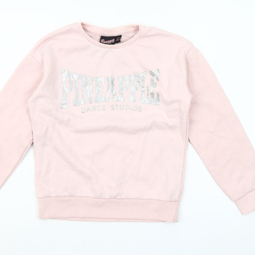 Pineapple Girls Pink Glitter Logo Pullover Sweatshirt 10-11 Years