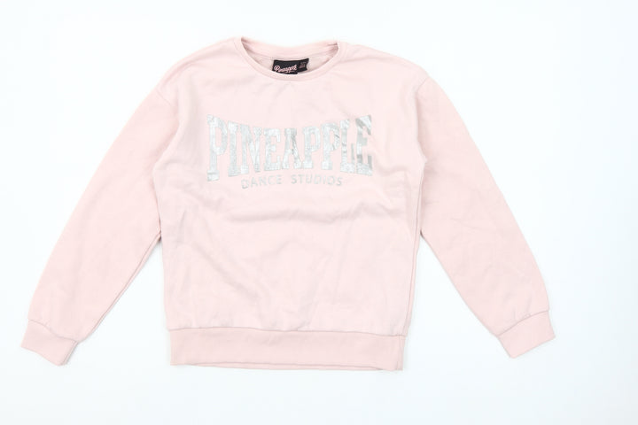Pineapple Girls Pink Glitter Logo Pullover Sweatshirt 10-11 Years