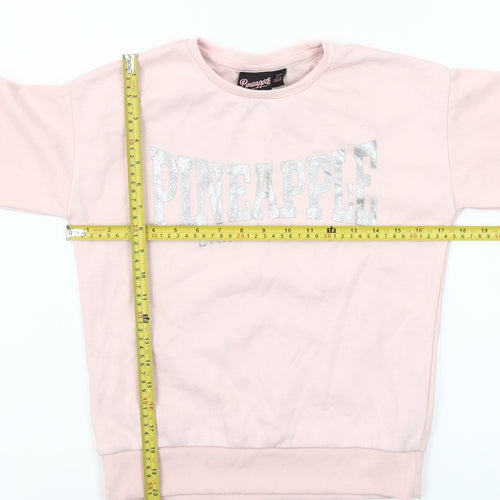 Pineapple Girls Pink Glitter Logo Pullover Sweatshirt 10-11 Years