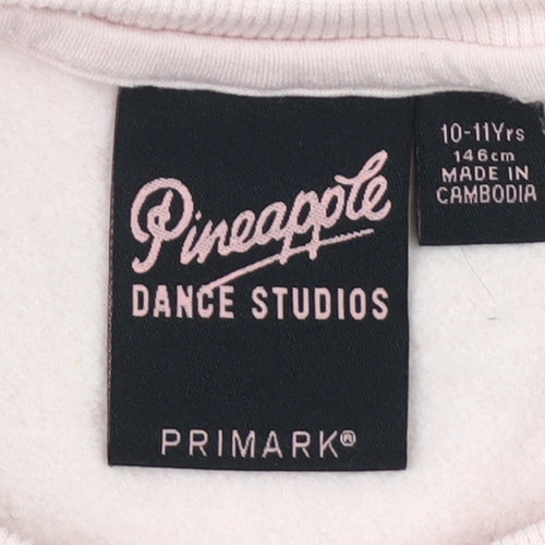 Pineapple Girls Pink Glitter Logo Pullover Sweatshirt 10-11 Years
