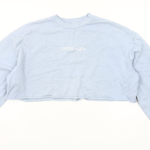 Topshop Petite Blue Copenhagen Cropped Sweatshirt UK 8