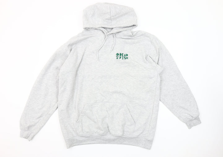 Uneek Mens Grey XL Pullover Hoodie Dead Fish Logo Fleece Sweatshirt
