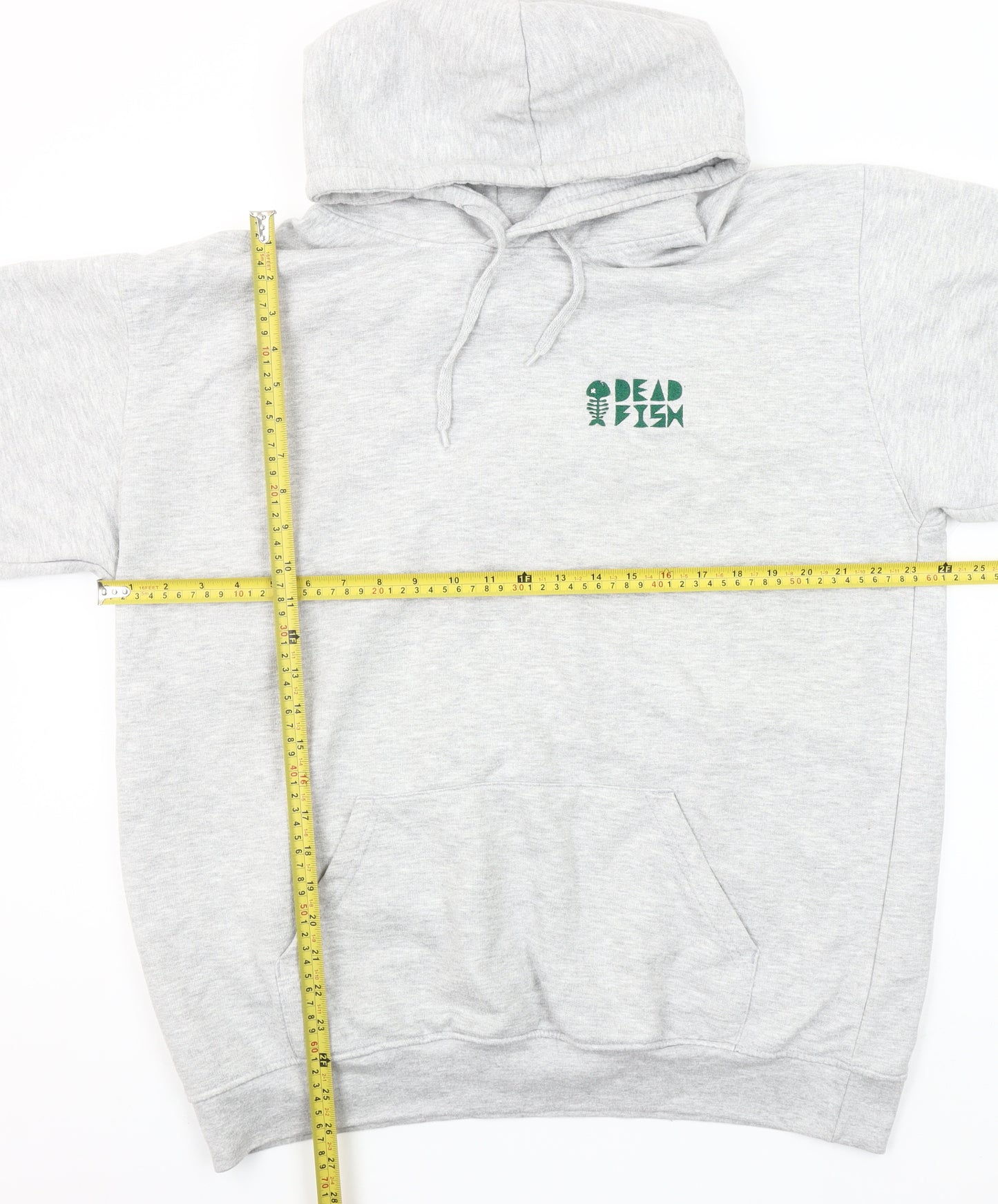 Uneek Mens Grey XL Pullover Hoodie Dead Fish Logo Fleece Sweatshirt