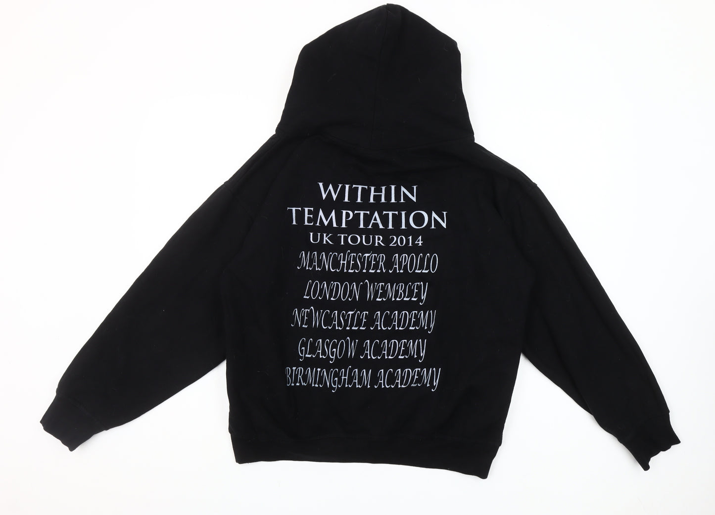 d&hhoodiesuk Women's Black L Pullover Hoodie Within Temptation Tour Graphic